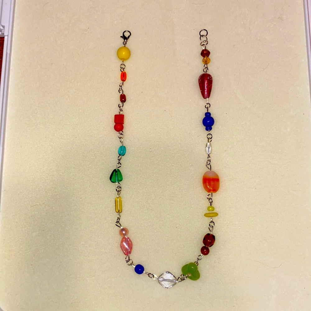 Handmade Glass Bead Chain Necklace! Super Trendy Colorful Indie Jewelry!